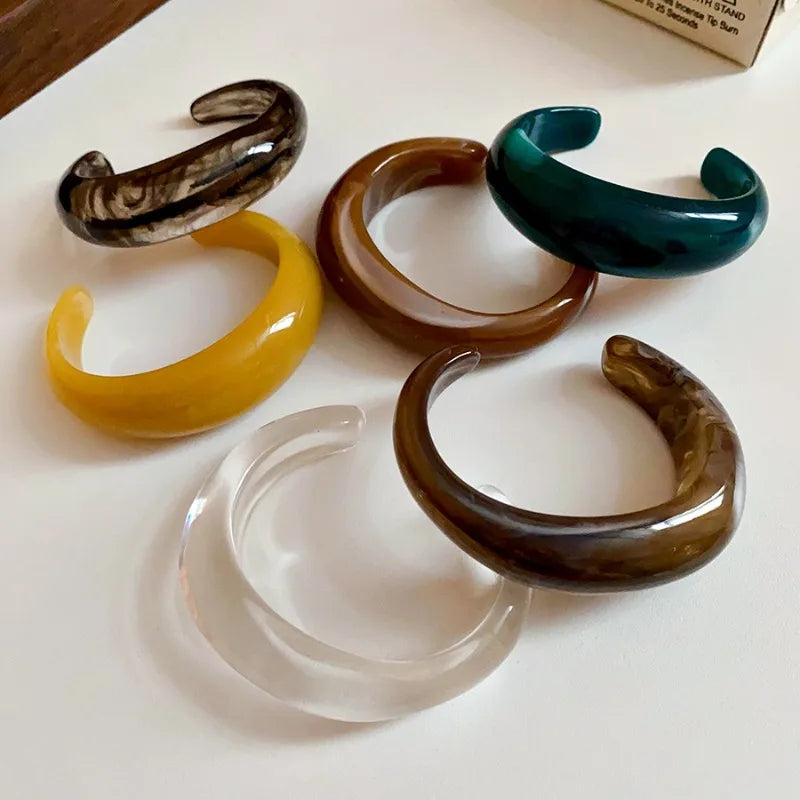 Smooth Round Acrylic Cuff Bangles Bracelet