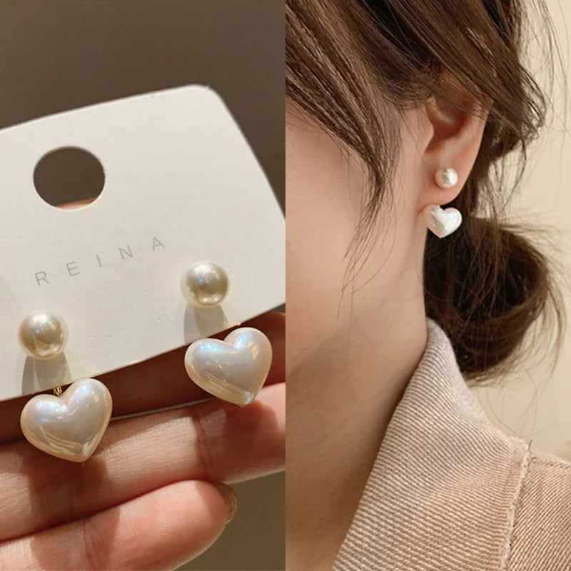 Heart Pearl Drop Earrings