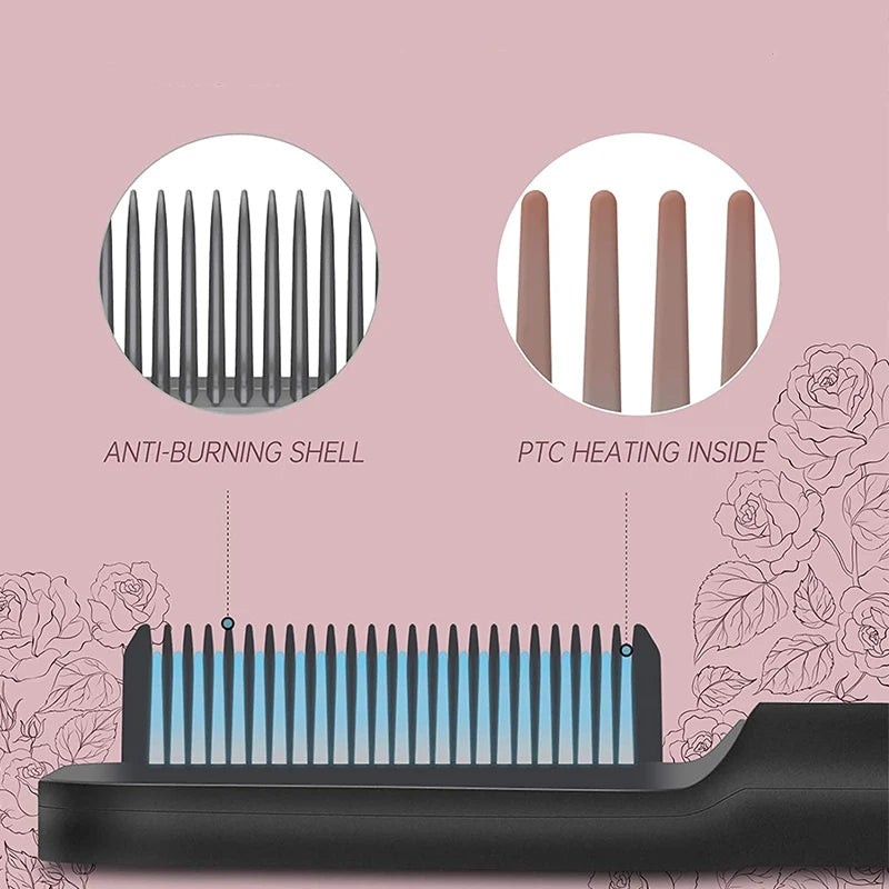 Professional PTC Fast Heating Hair Straightener Comb