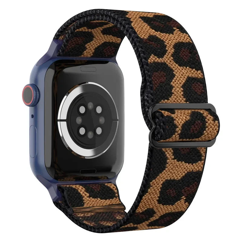 Fashion Leopard Nylon Strap for Apple Watch 38mm–49mm
