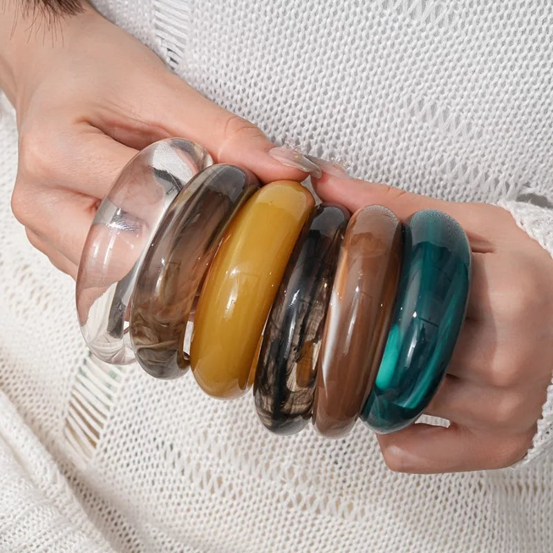 Smooth Round Acrylic Cuff Bangles Bracelet