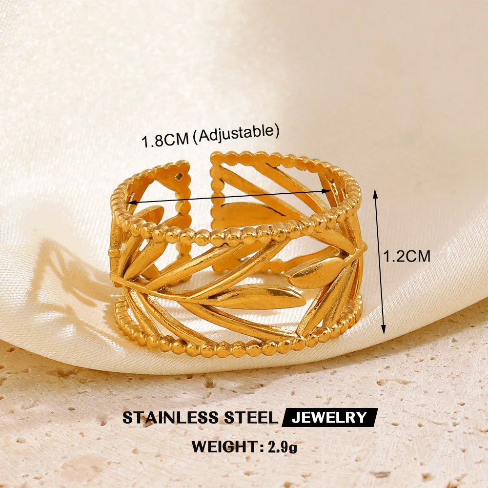 Gold Stainless Steel Heart Ring – Hollow Waterproof