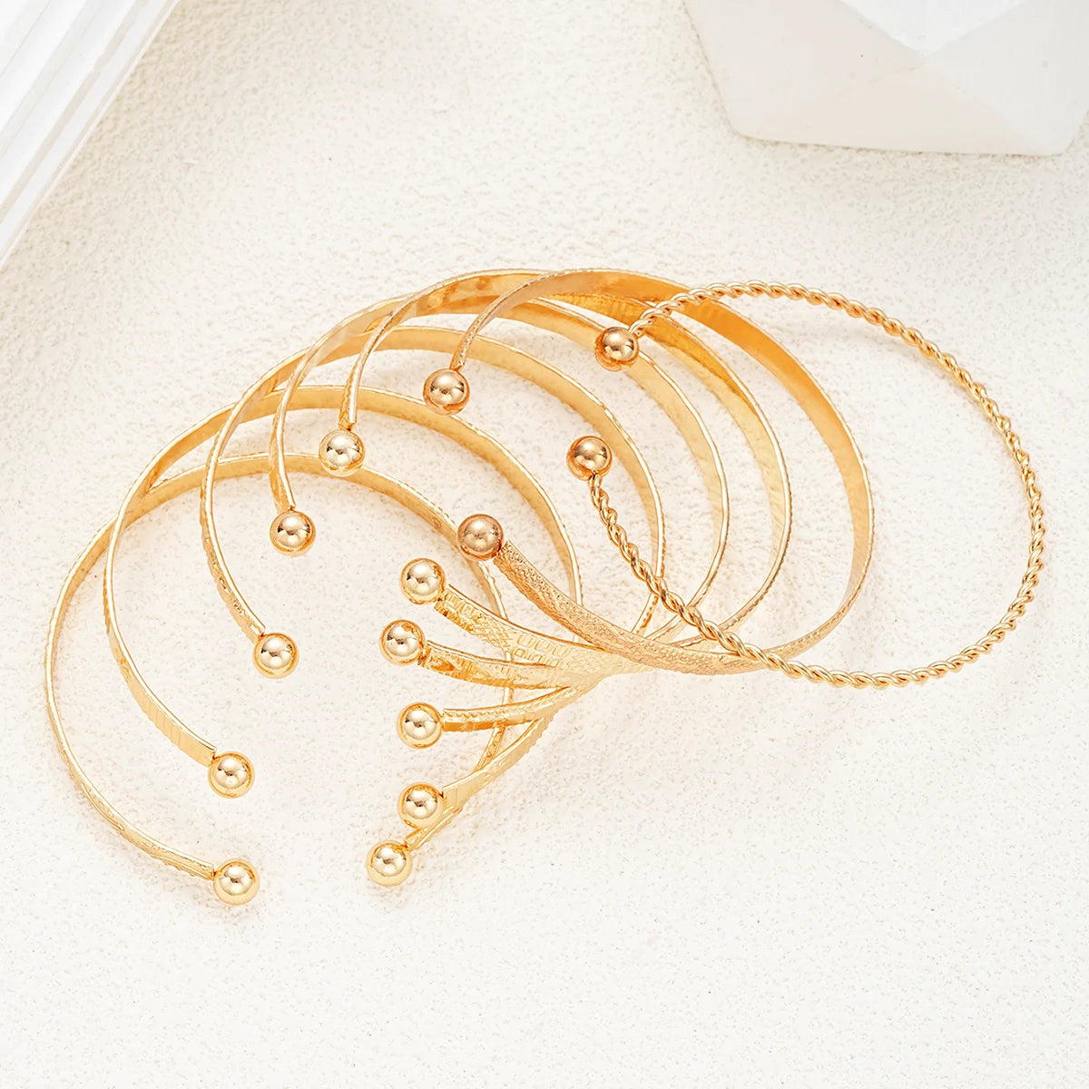 7PCS Punk Gold Color Bracelet Set