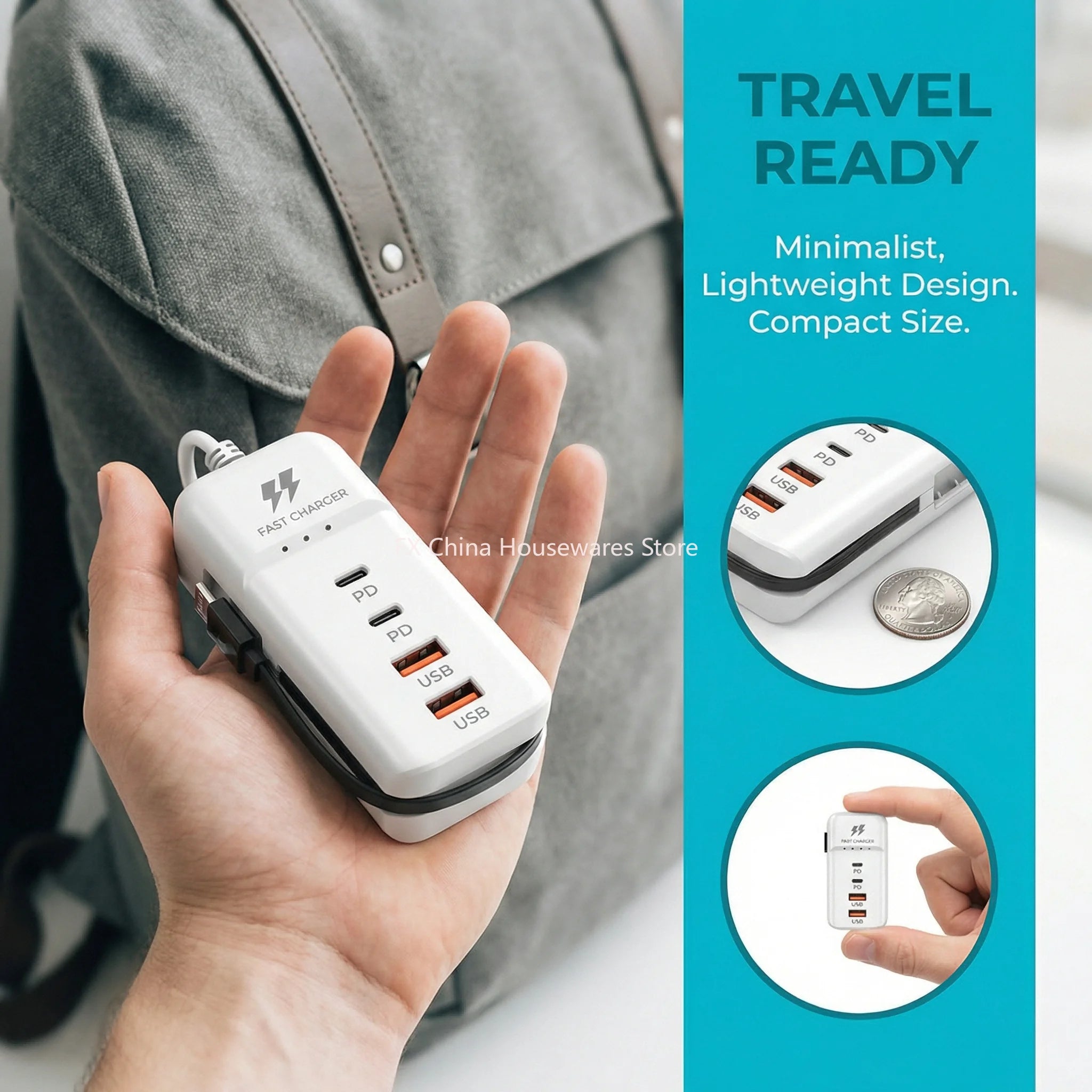 USB PD Type-C Fast Wall Charger Multiport Quick Charge Adapter EU/US Plug