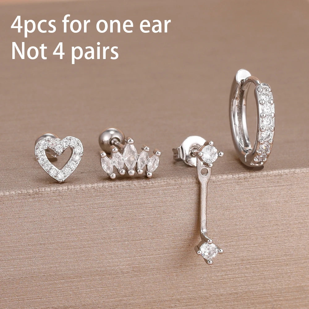4PCS Stainless Steel Huggie Hoop Earrings Set