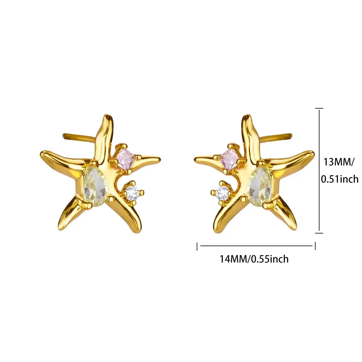 Vintage Starfish Stainless Steel Stud Earrings