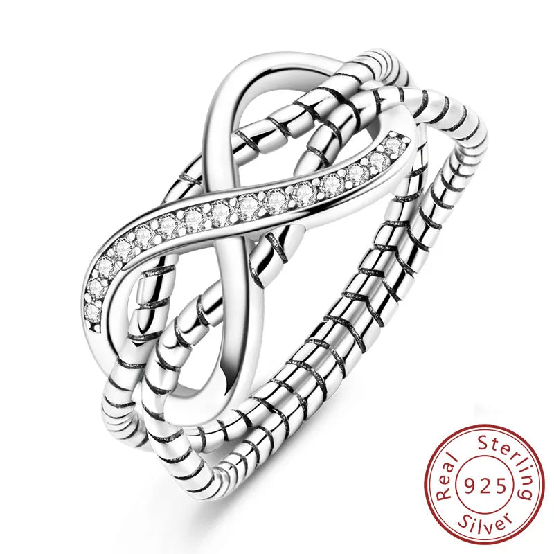925 Silver Infinity Zircon Ring for Women