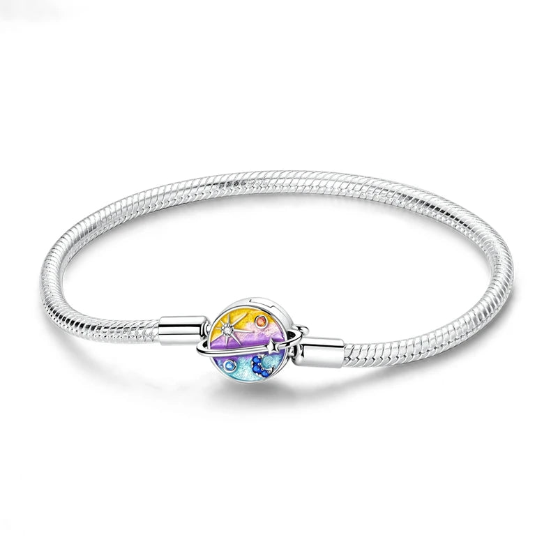 Star Moon Sun 925 Silver Charm Bracelet