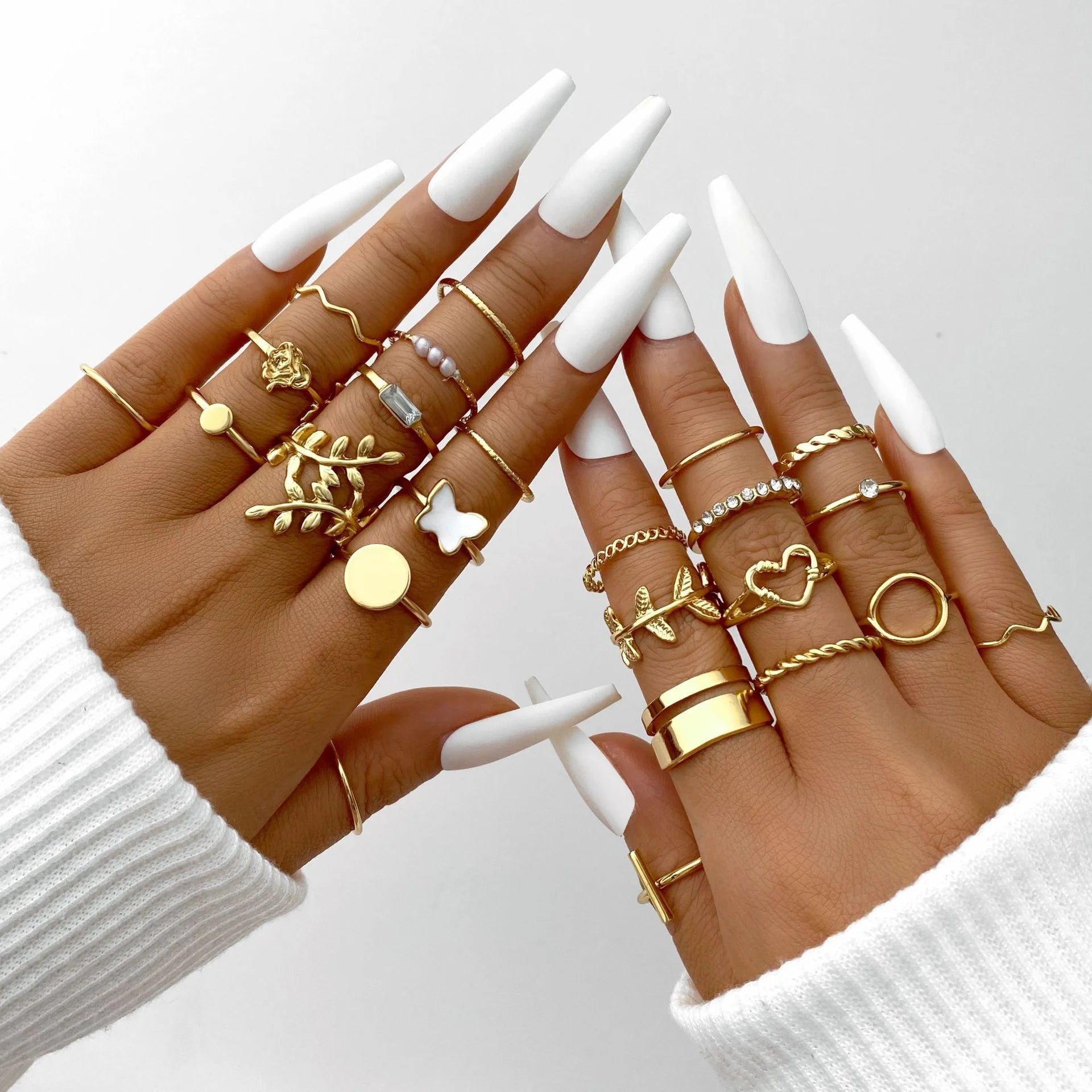 Vintage Gold Rings Set – 58PCS