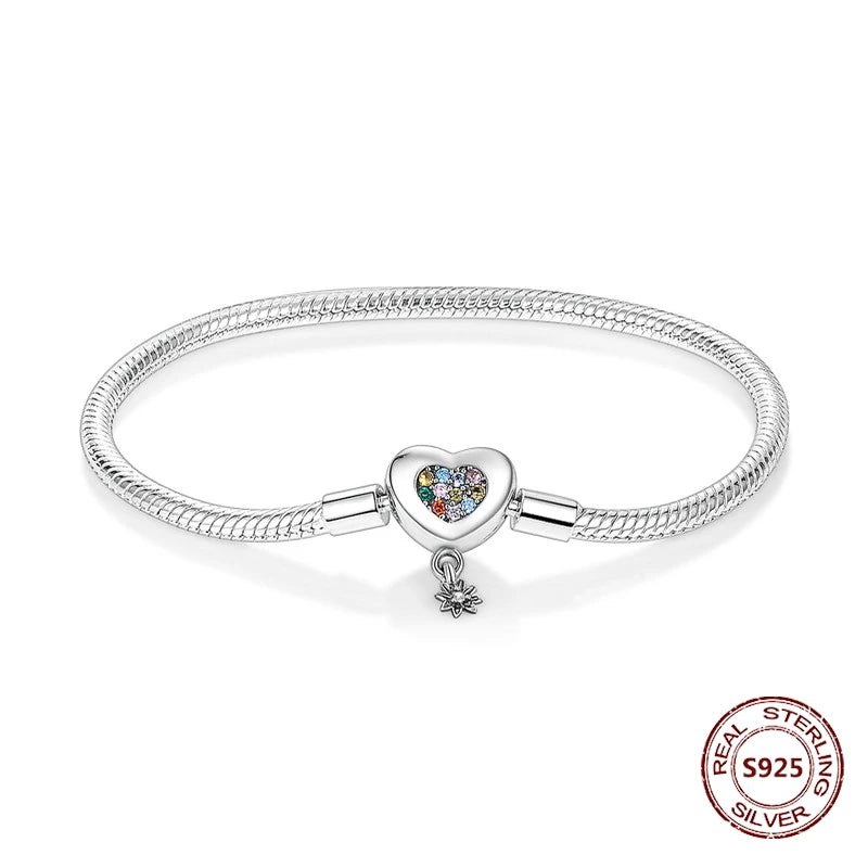 Star Moon Sun 925 Silver Charm Bracelet