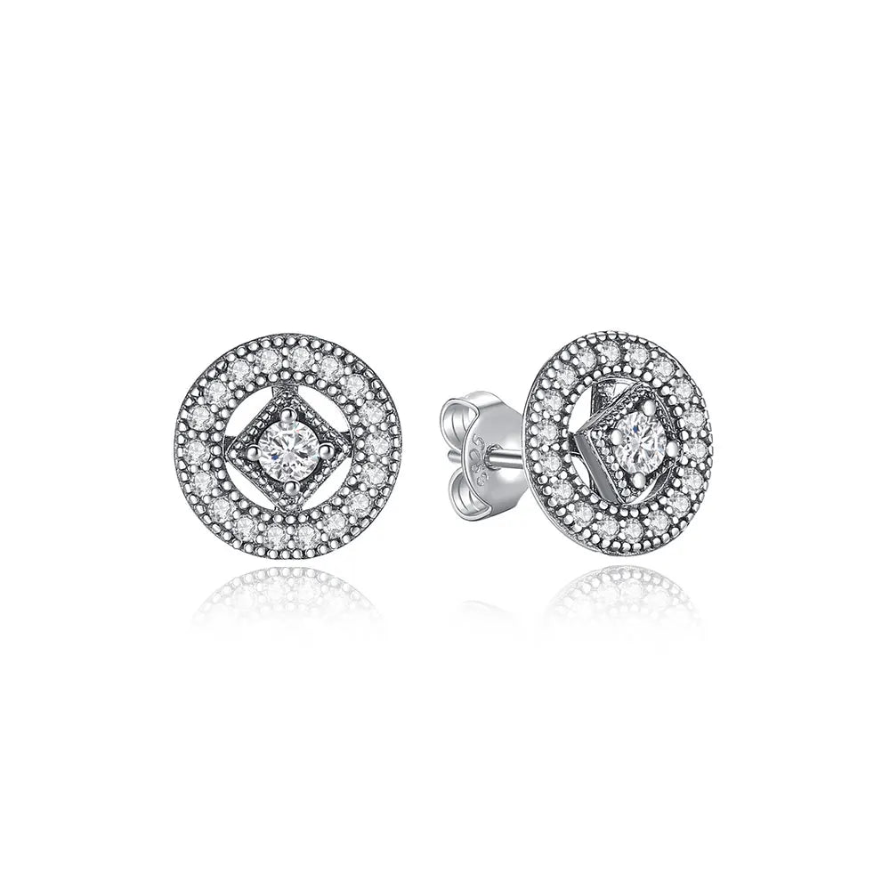 925 Sterling Silver Stud & Hoop Earrings Set