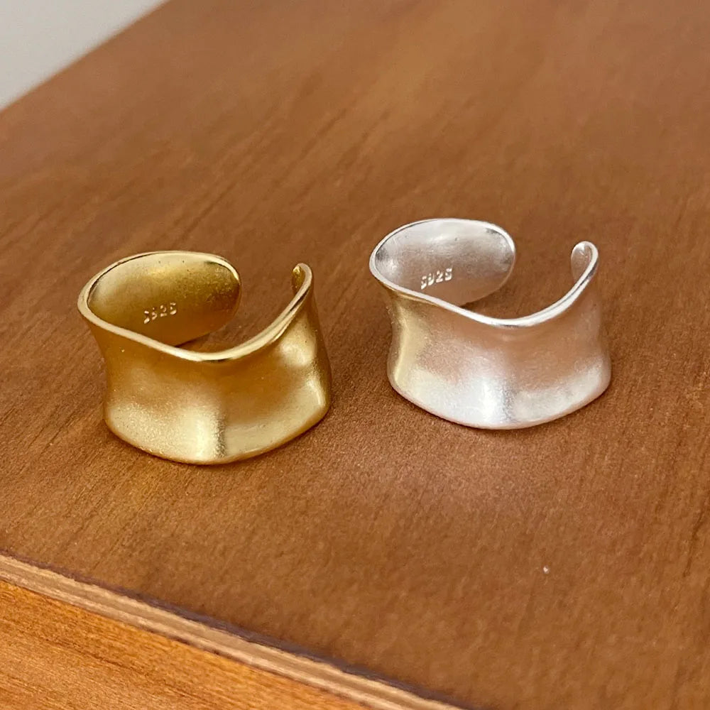 925 Silver Open Wide Gold Ring