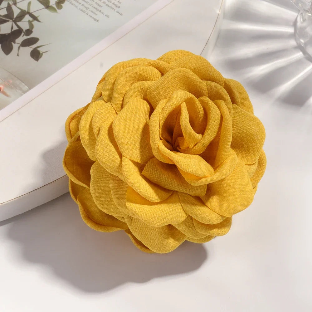 16 Colors Cotton Fabric Rose Flower Hair Claw Clips