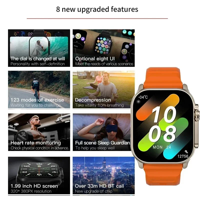 LAXASFIT Smartwatch – calls, messages & heart rate tracking.