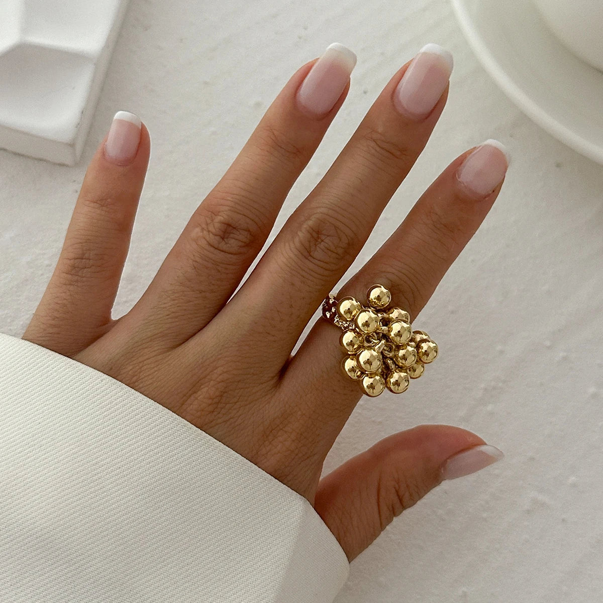 Irregular Ball Ring Punk Style Opening Ring