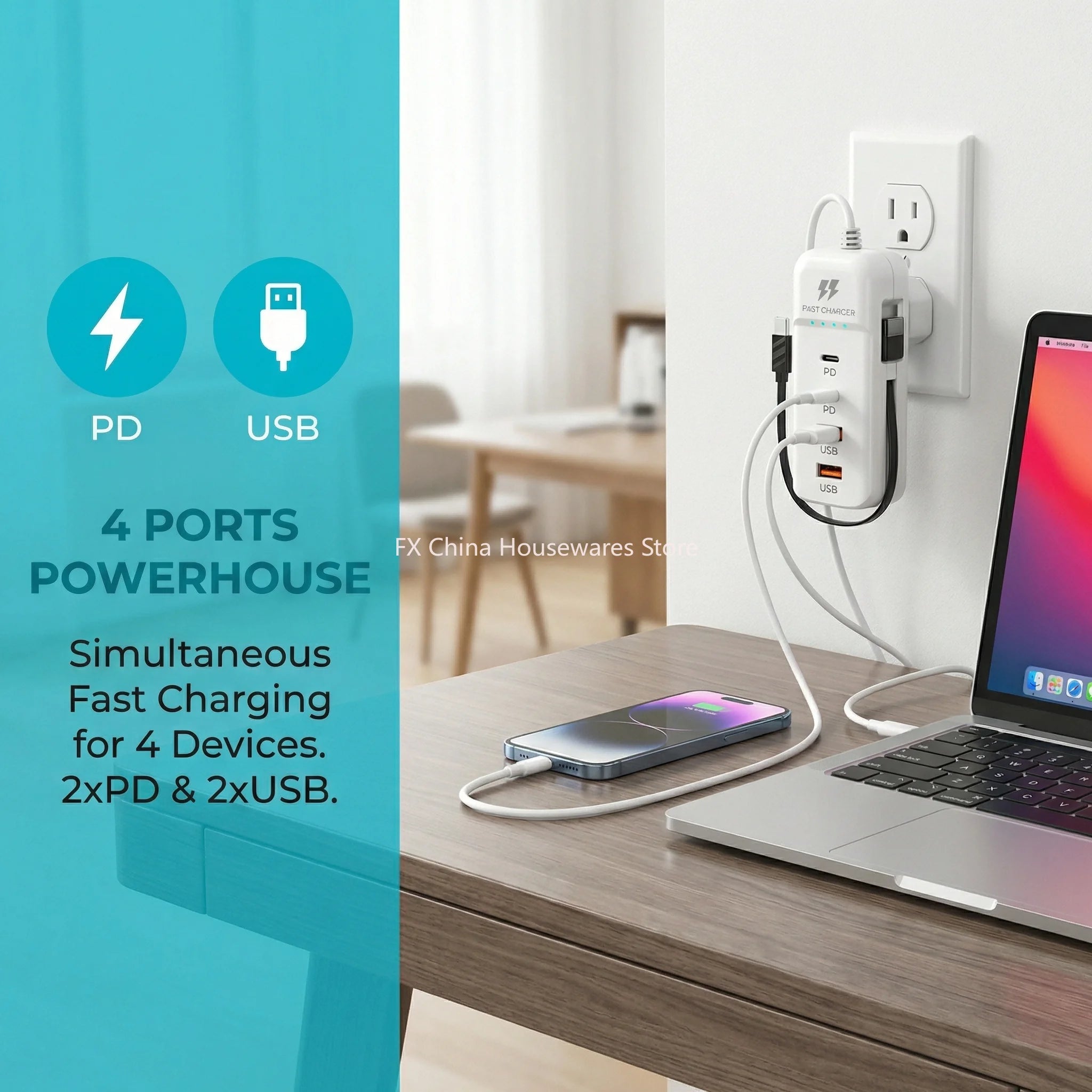 USB PD Type-C Fast Wall Charger Multiport Quick Charge Adapter EU/US Plug