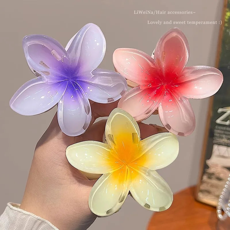 New Hawaiian Gradient Flower Hair Clips