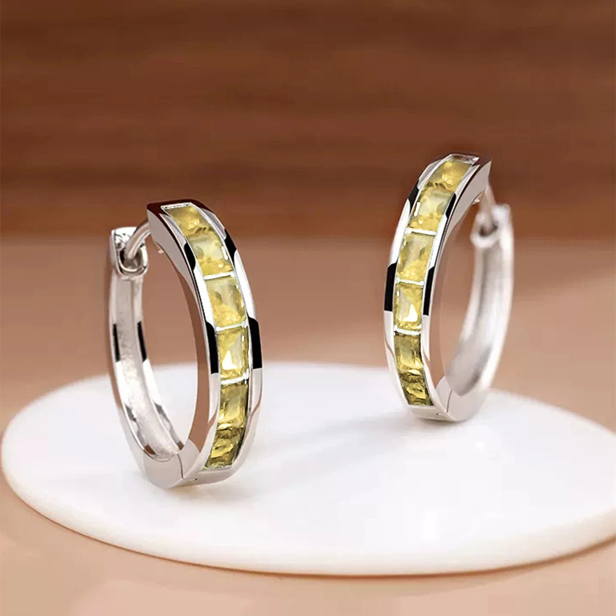 Classic Square CZ Hoop Earrings