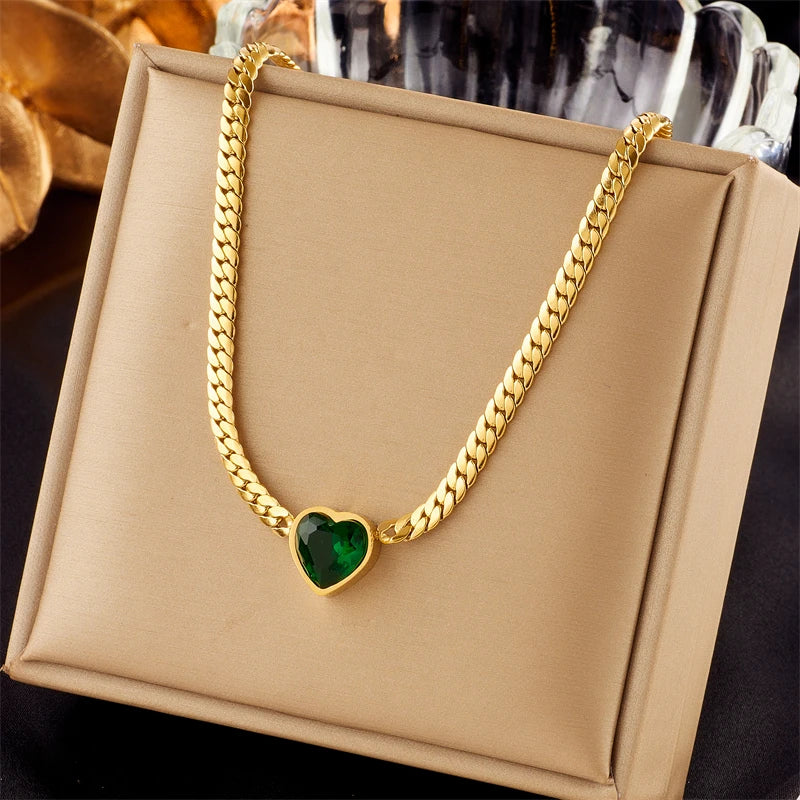 Stainless Steel Butterfly Moon Pendant Necklace