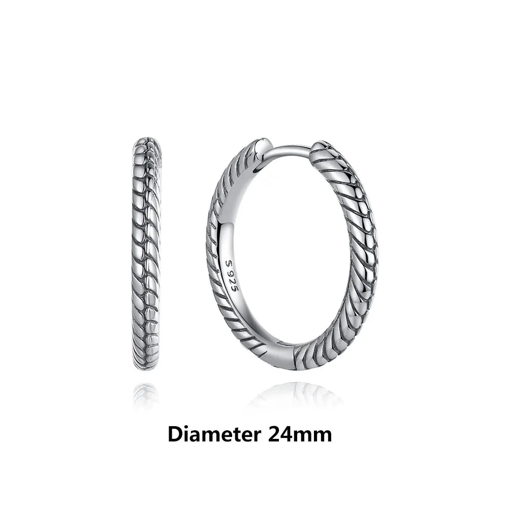 925 Sterling Silver Stud & Hoop Earrings Set