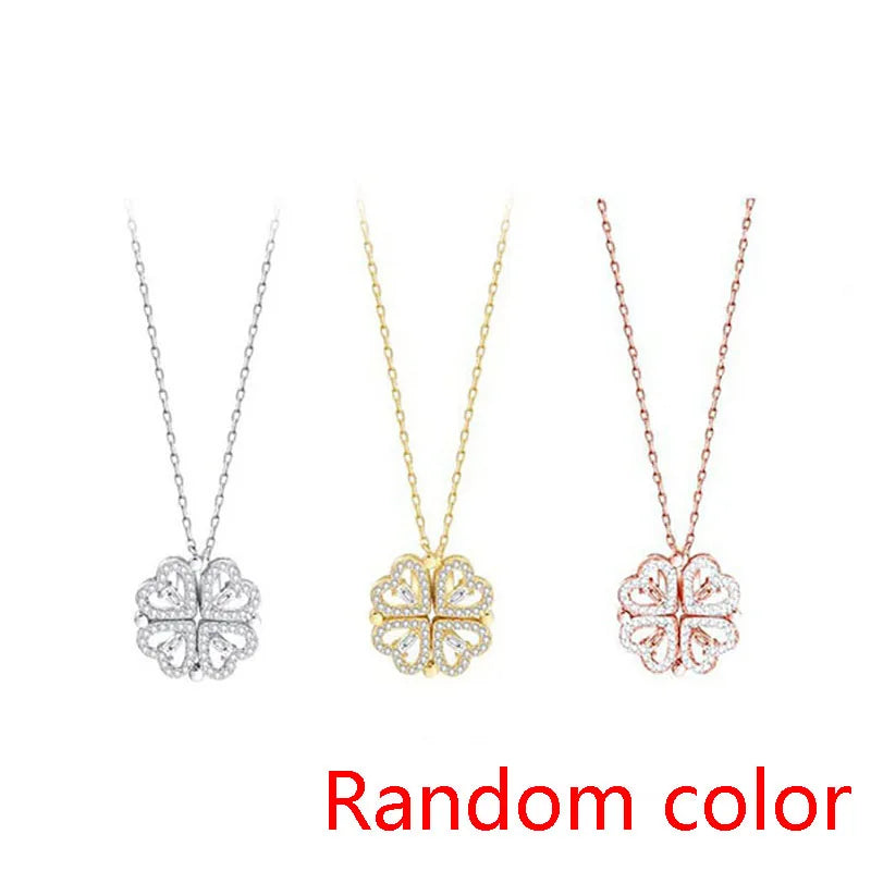 Heart Four Leaf Clover Pendant Necklace