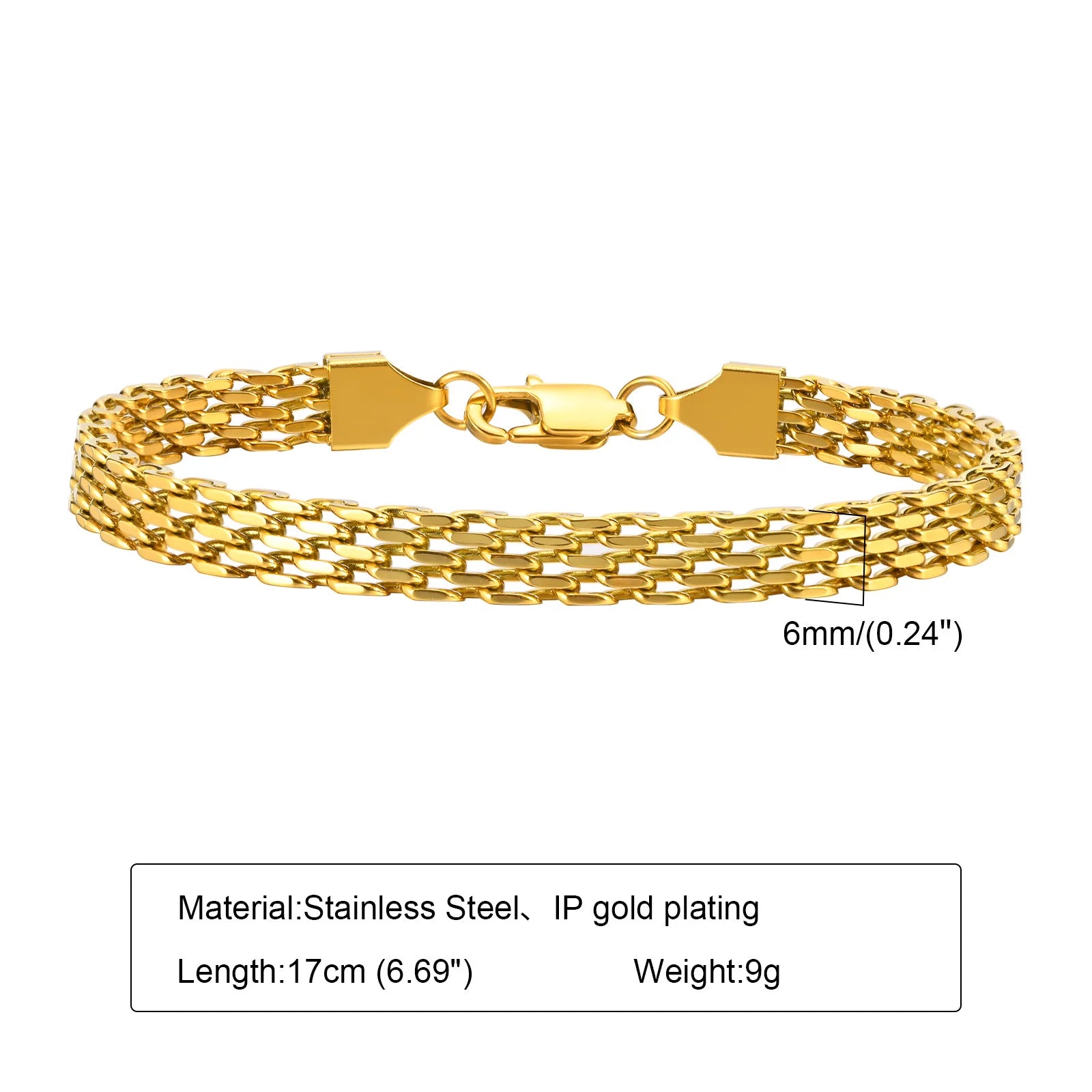 Waterproof Stainless Steel Chain Bracelet – Gold