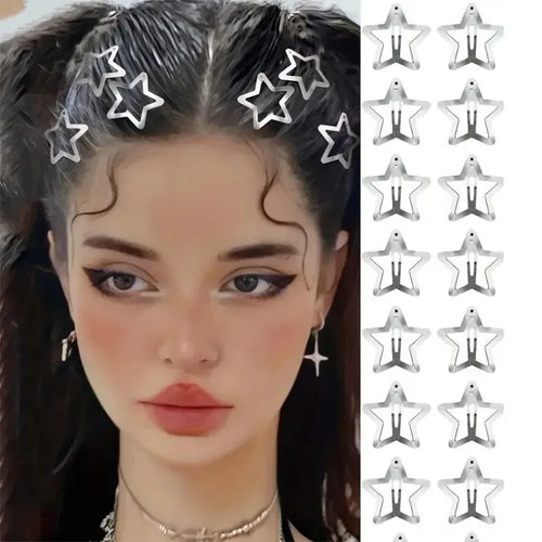 10/25/50/100pcs Y2K Silver Star Hair Clips