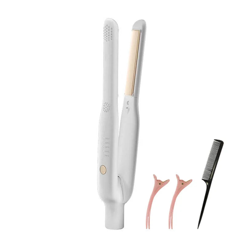 2-in-1 Mini Hair Straightener & Curler – Ceramic Fast Heating Portable Flat Iron