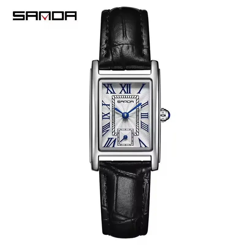 SANDA 1116 Women’s Quartz Watch – Elegant Rectangle Dial Waterproof Business Wristwatch
