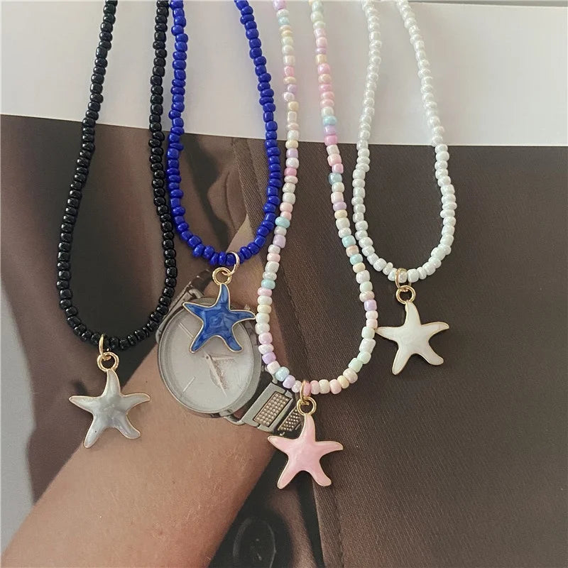 Cute Romantic Starfish Short Necklace