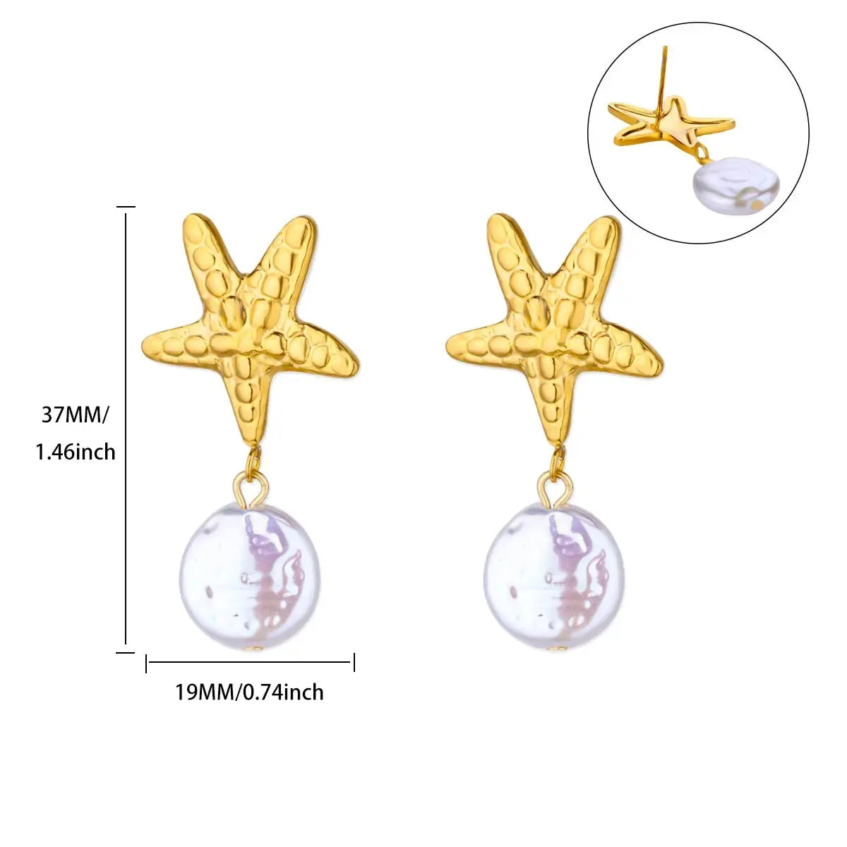 Vintage Starfish Stainless Steel Stud Earrings