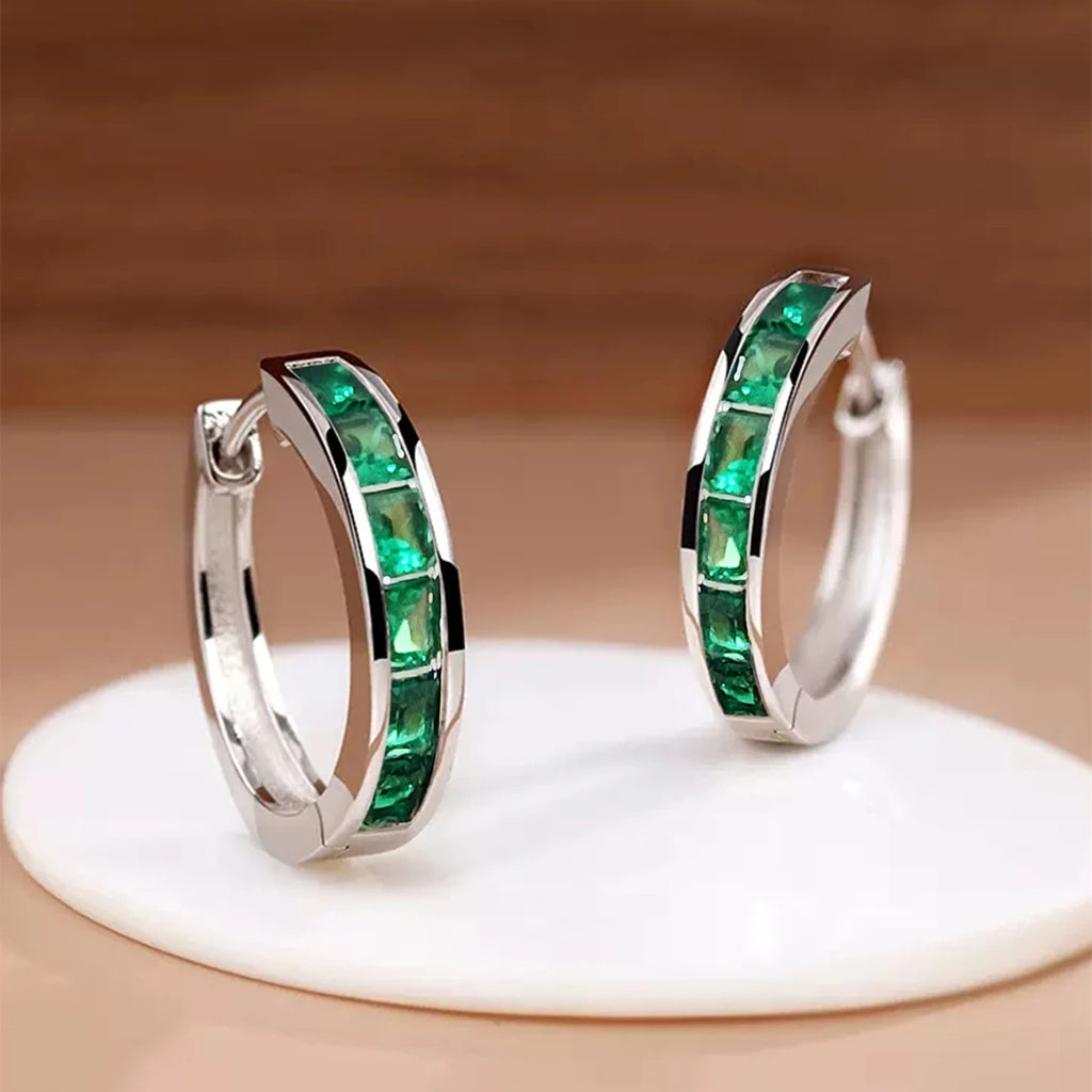 Classic Square CZ Hoop Earrings