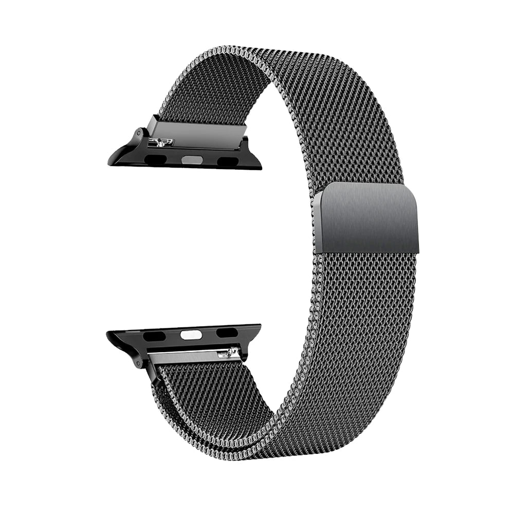 Sleek adjustable Milanese strap for Apple Watch, stylish and compatible with multiple sizes and series.