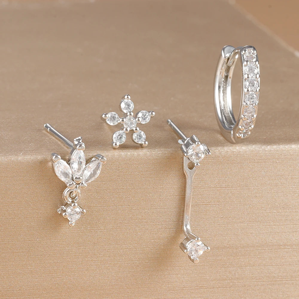4PCS Stainless Steel Huggie Hoop Earrings Set