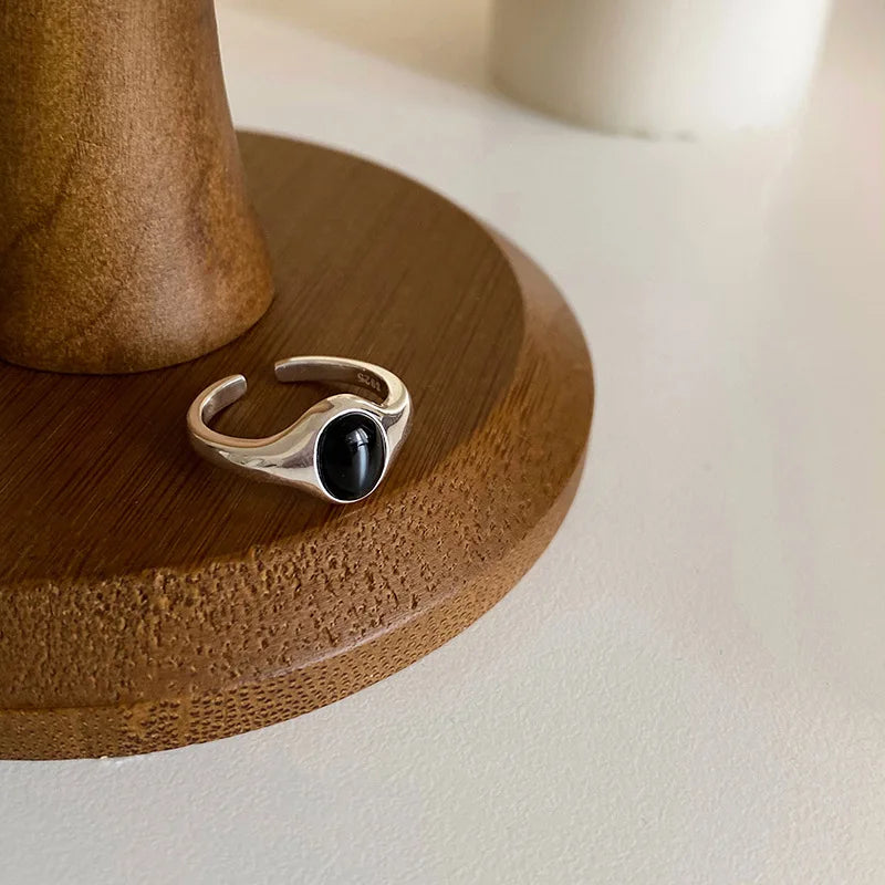 925 Silver Plated Jade Bamboo Ring