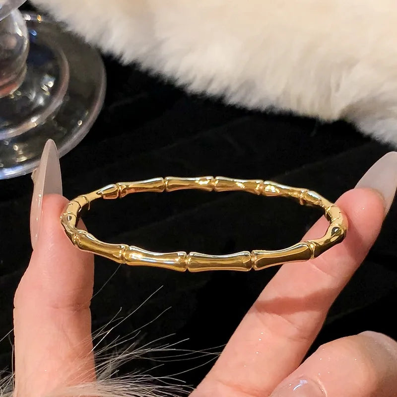 Gold Stainless Steel Titanium Roman Bangle Bracelet