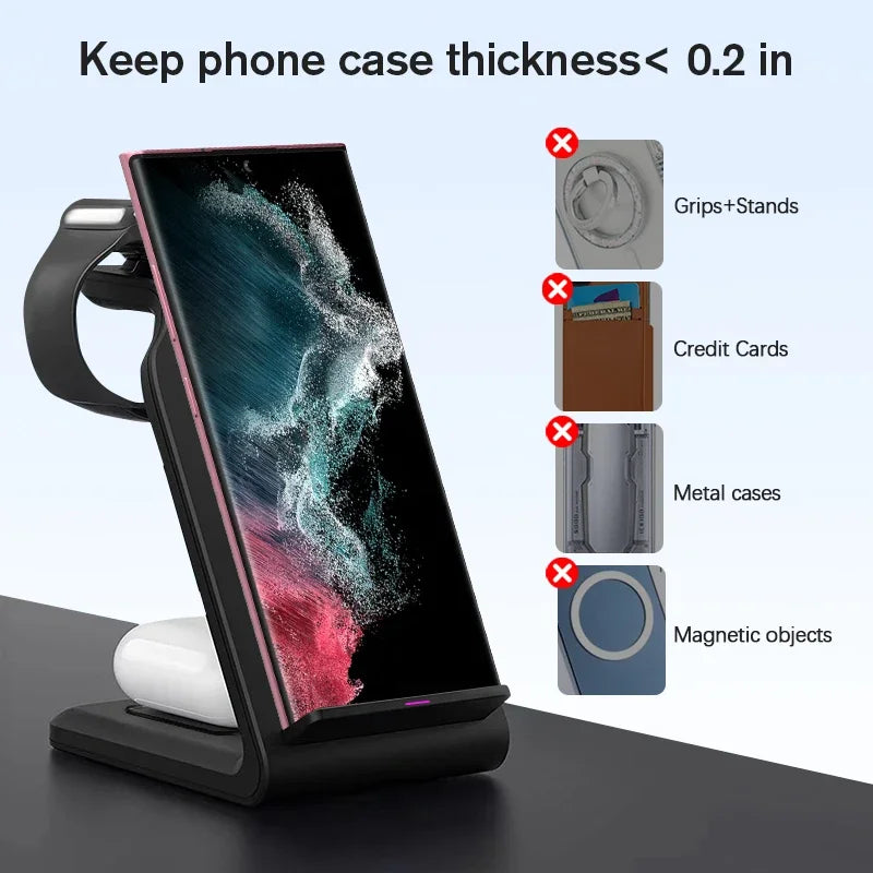 VIKEFON 3 in 1 Wireless Charger Stand