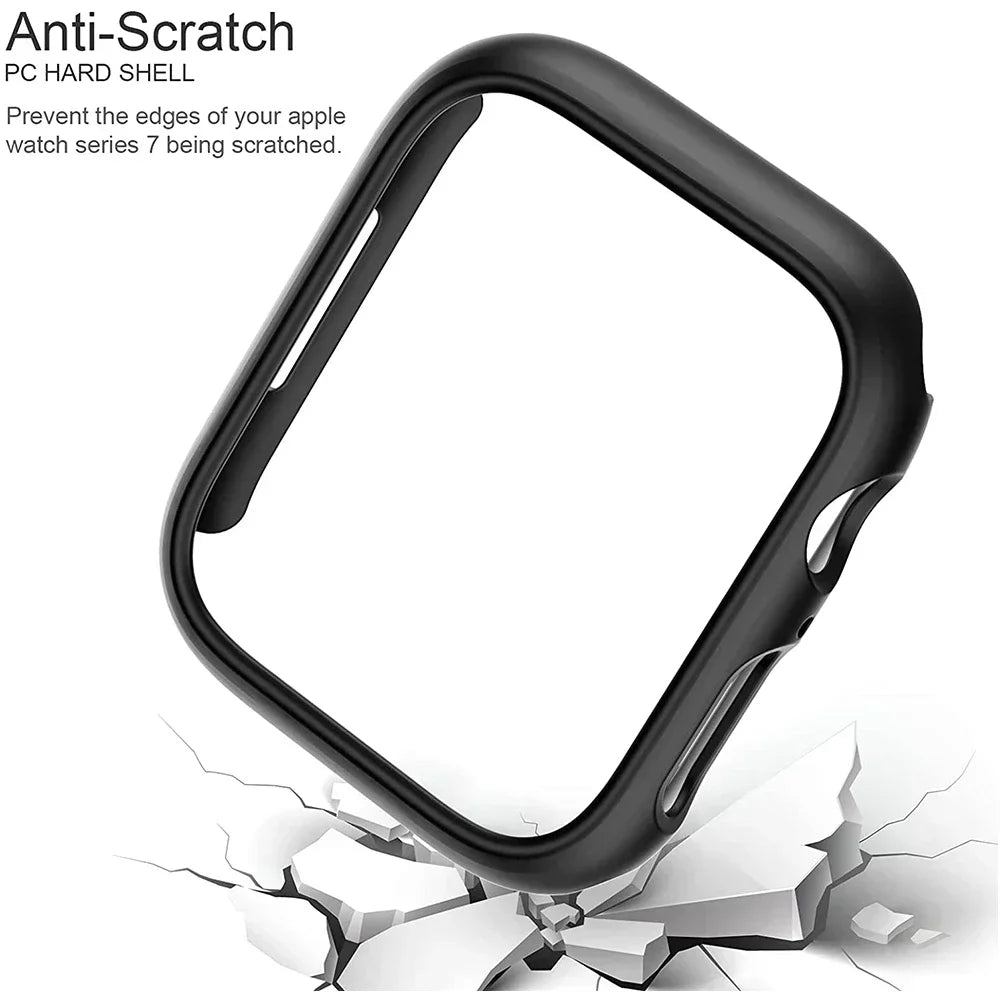 Protective PC bumper case for Apple Watch, durable and lightweight, fits multiple sizes and series.