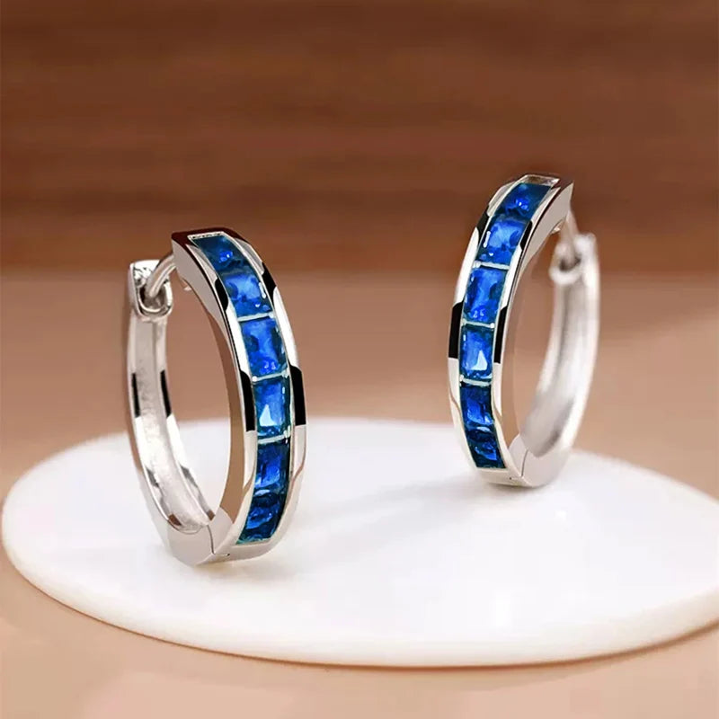 Classic Square CZ Hoop Earrings