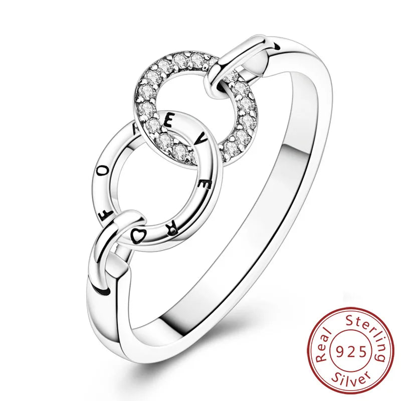 925 Silver Infinity Zircon Ring for Women
