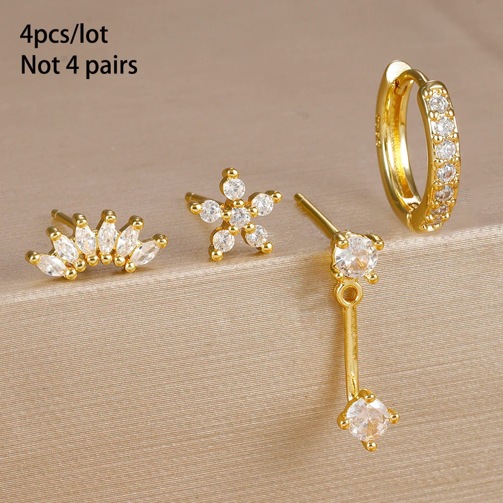 4PCS Stainless Steel Huggie Hoop Earrings Set