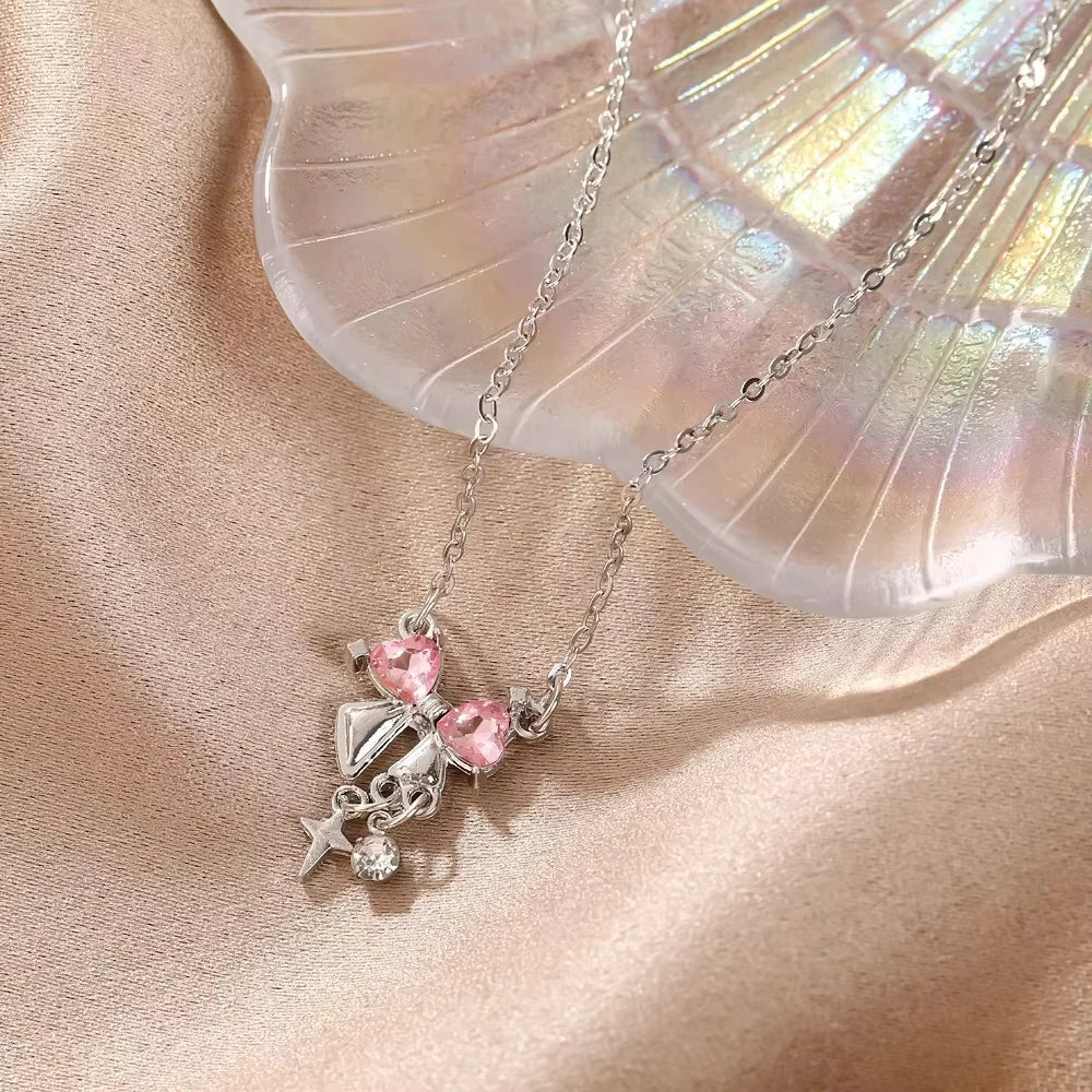 Sweet Pink Bow Necklace