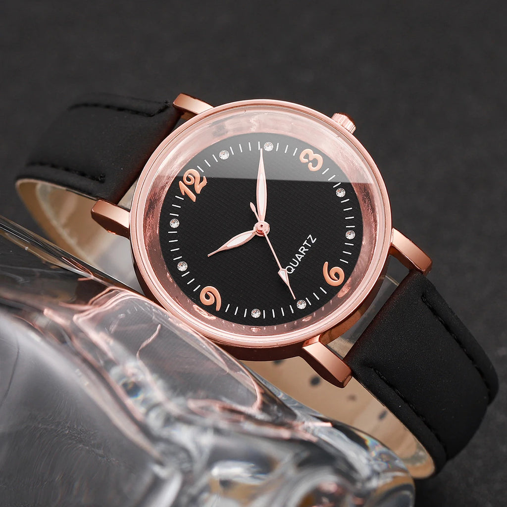 Fashion Arabic Dial Women's Watch Casual Leather Band Analog Quartz Watches