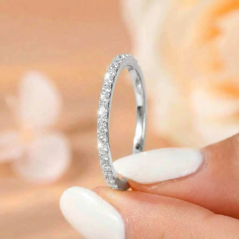 925 Sterling Silver Minimal Zircon Stackable Ring