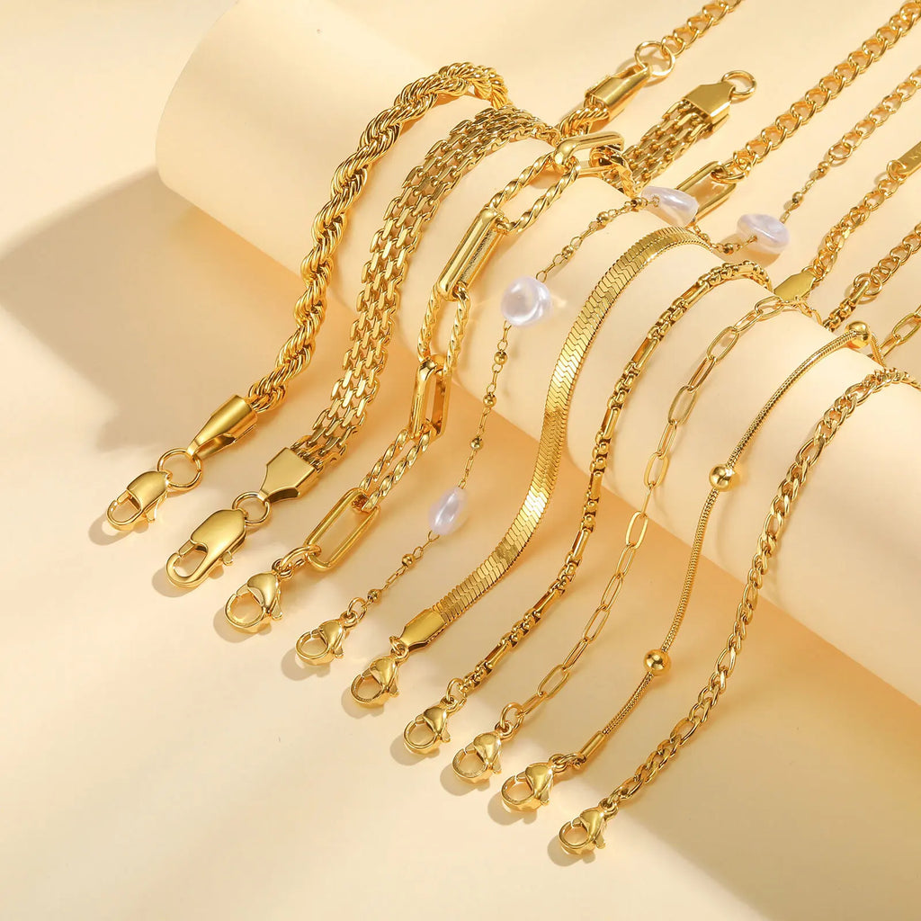 Waterproof Stainless Steel Chain Bracelet – Gold