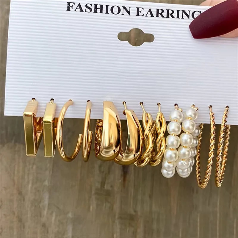 Geometric Hoop Earrings Set
