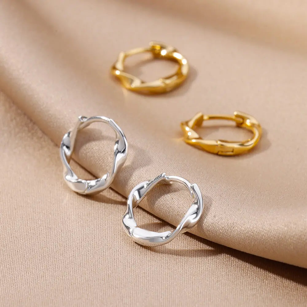Elegant Round Stainless Steel Hoop Earrings