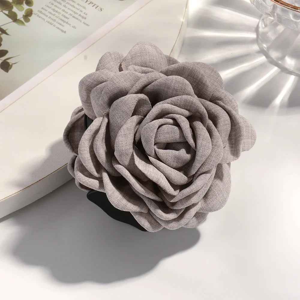 16 Colors Cotton Fabric Rose Flower Hair Claw Clips