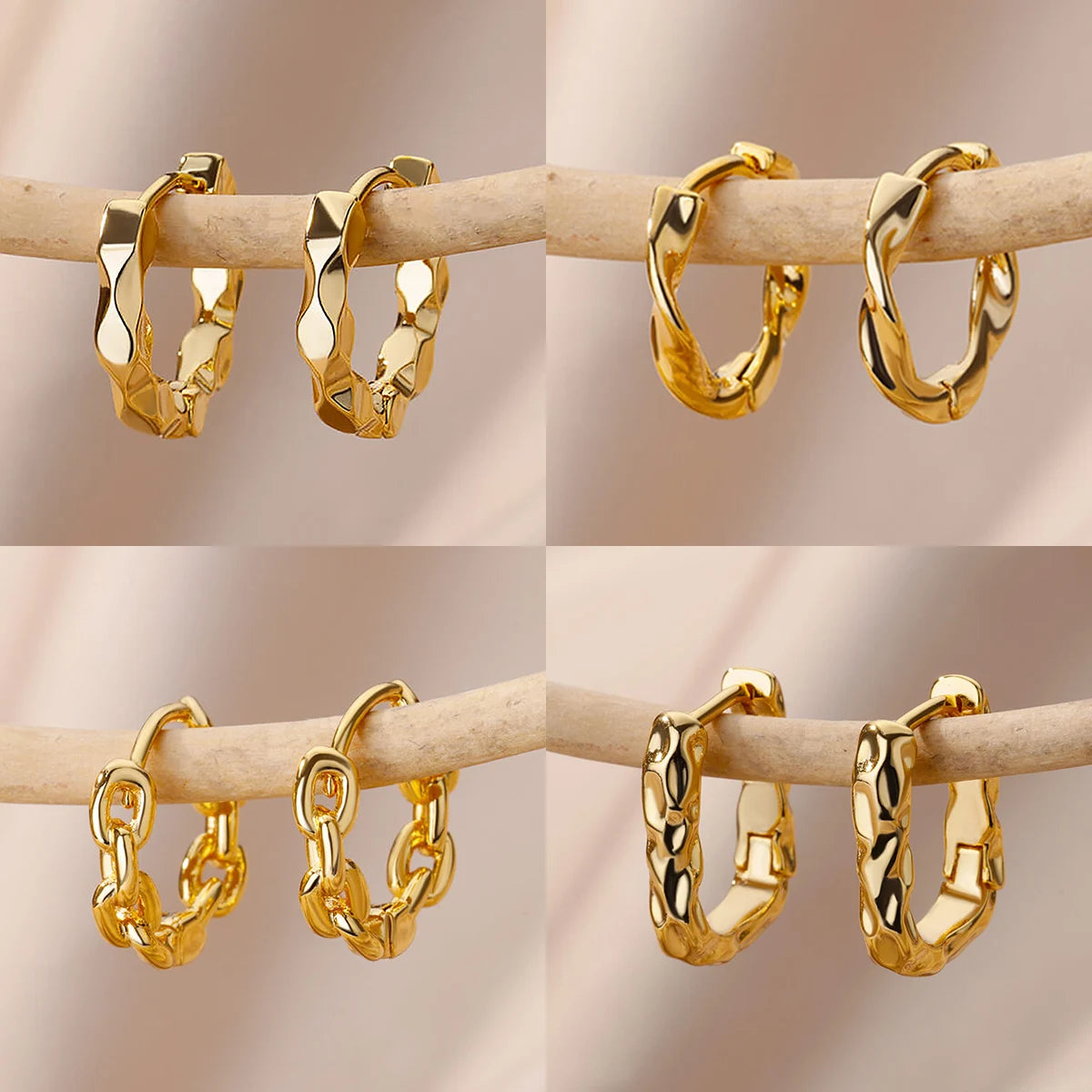 Elegant Round Stainless Steel Hoop Earrings