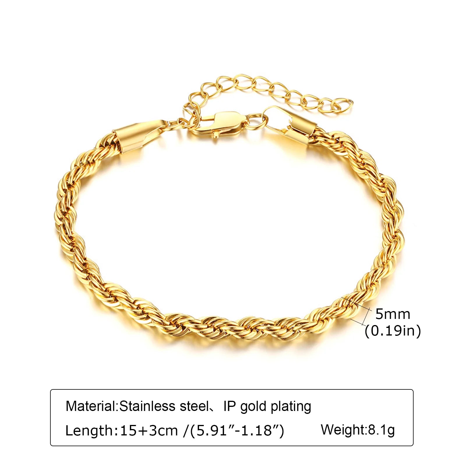 Waterproof Stainless Steel Chain Bracelet – Gold